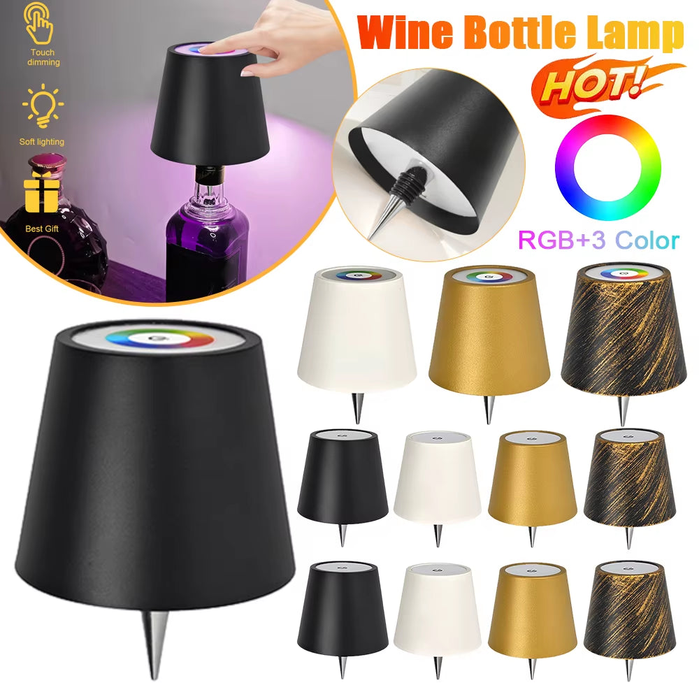 Metal Dimmable Bottle Lamp LED Table Lamp Rechargeable 2000Mah Pridola Bottle Lamp Stepless Dimming for Parties Bars Restaurants